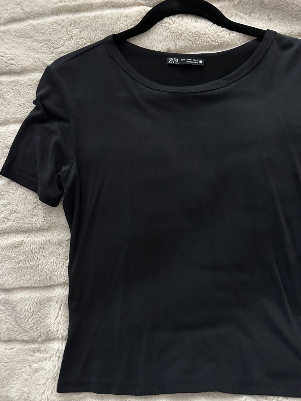 Zara Black Short-Sleeve Crewneck Tee